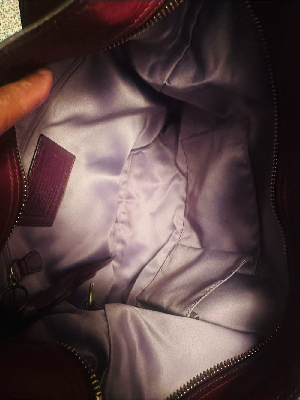 Coach Brown Signature Canvas Shoulder Bag with Burgundy Leather Trim - Picture 6 of 15